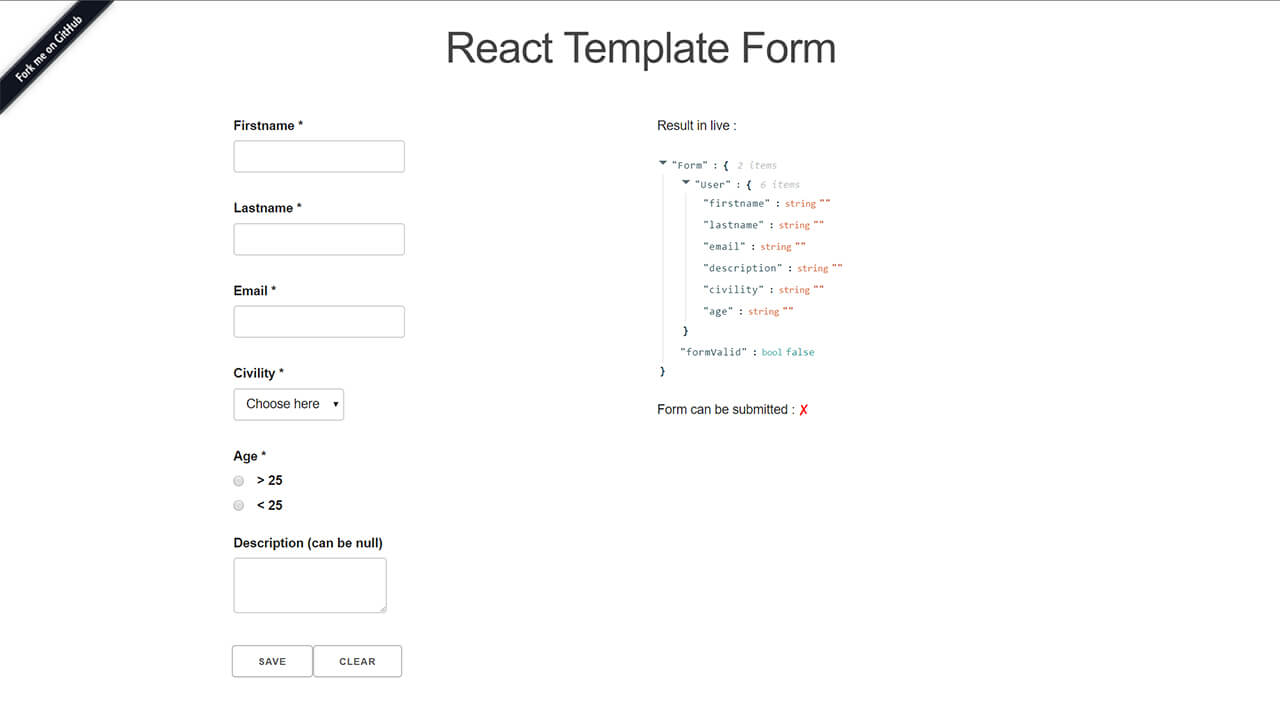 React Template Form